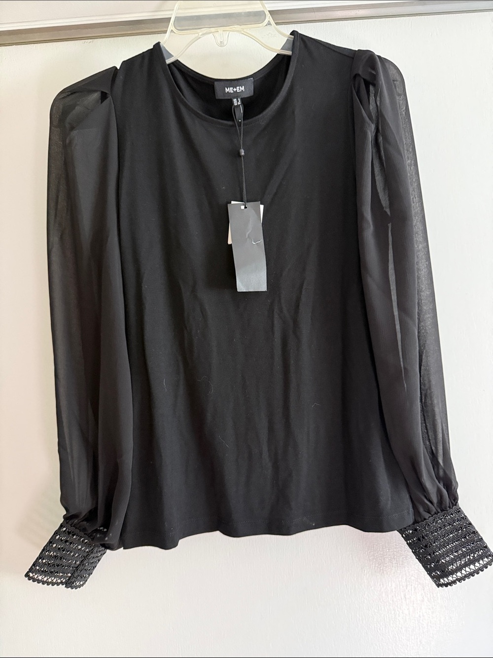 ME + EM : Layering Blouse Sheer Mixed Media black